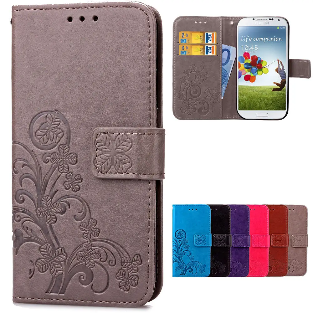 

3D Leather Card Holder Stand Magnetic Flip Clover Wallet Cover For Samsung Galaxy S9 S8 Plus S3 S4 S5 Mini S6 S7 Edge Phone Case
