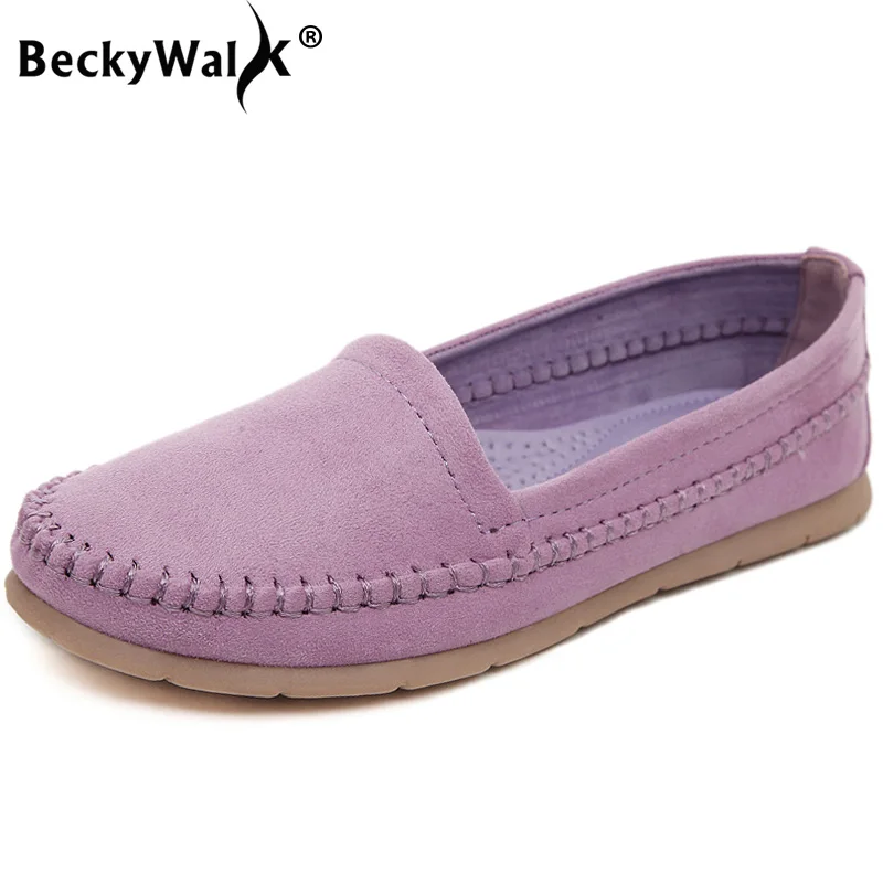 BeckyWalk/однотонная повседневная обувь Женская без застежек Женские мокасины Обувь