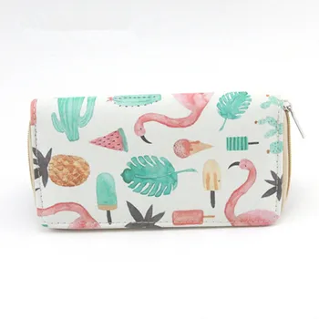 

New Flamingos Womens Wallets And Purses PU Leather Ladies Purse Woman Wallet Long