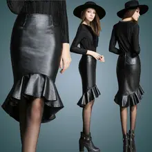 Весенняя Новая модная женская юбка на заказ, большие размеры 3XS-10XL, Черная/винно-красная кожаная юбка, Женская высокая низкая юбка «рыбий хвост русалки»
