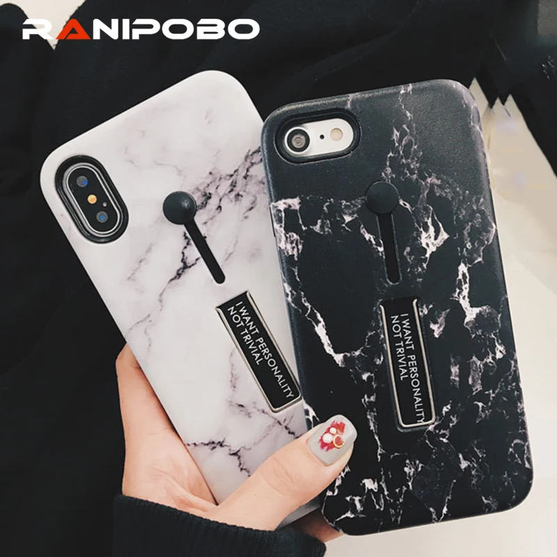 For iphone 6 6s 7 8 Plus X Marble Flower Flamingo Soft silicon Ring Phone Case For iphone 6 Case Hide Stand Holder Cover