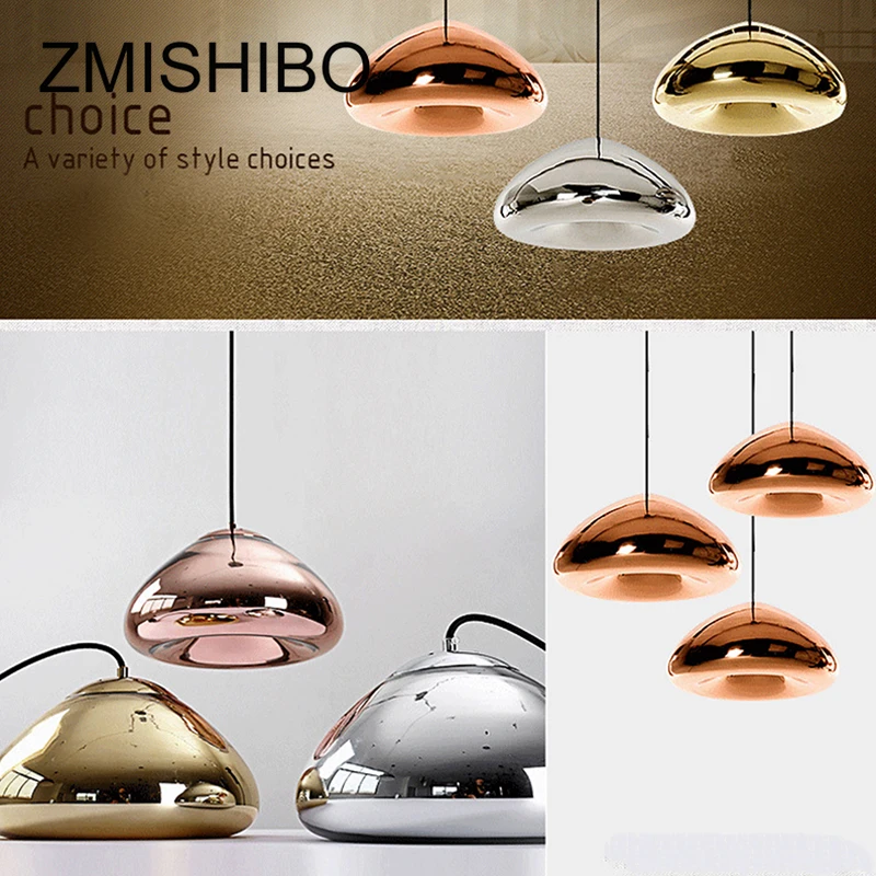  ZMISHIBO Modern Glass Pendant Lamp 110-240V E27 G4 Chrome Golden Red Bronze Ceiling Surface Mounted - 32840467426