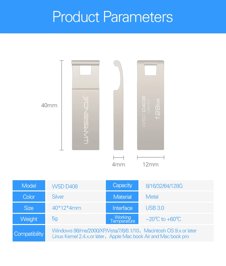 Wansenda Портативный USB 3,0 High speed накопитель USB Flash Drive 64 ГБ 32 ГБ 16 ГБ 8 ГБ мини флешки Memory Stick