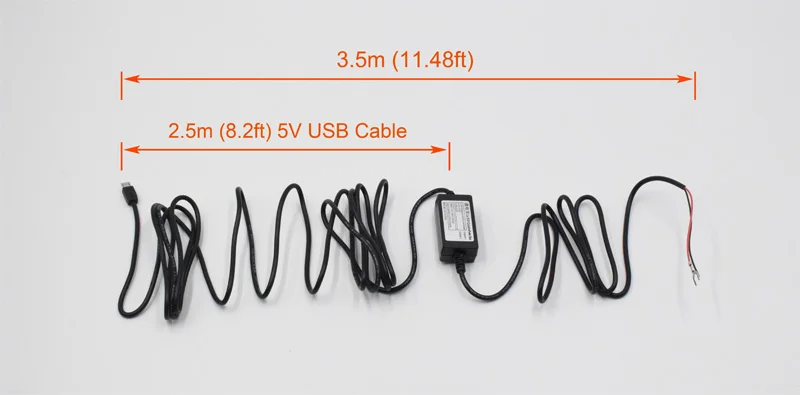 XCGaoon DC 12 В до 5 В 2 а 3,5 м кабель для автомобильного зарядного устройства Мини USB кабель для зарядного устройства с жестким проводом автоматическая зарядка для видеорегистратора автомобиля DVR