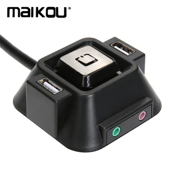 

Desktop Computer PC Case Power Supply on/Off Reset Button Switch Extender Cable with Dual USB Port Dual Audio Plug