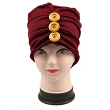 Индийская однотонная теплая шляпа весна осень женская новая кнопка модный простой головной платок высокого качества хлопок подходит ко всему 56-58 см шапки