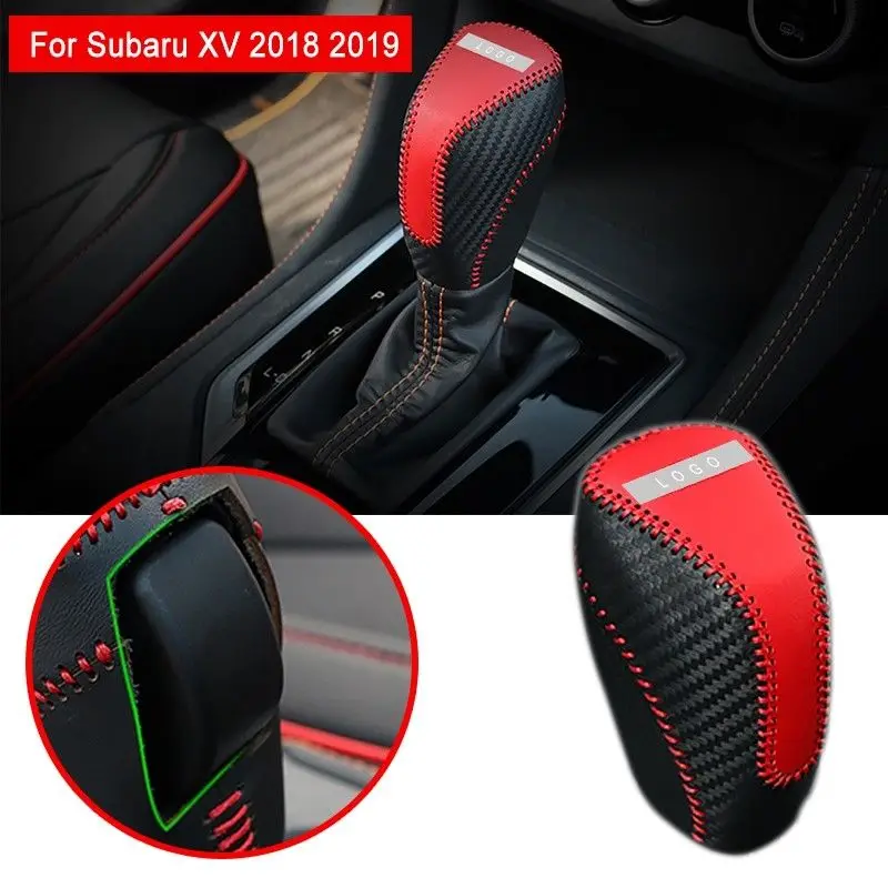 New Fashion Leather Interior Gear Shift Knob Cover Trim For Subaru XV Protect Style Interior Accessories