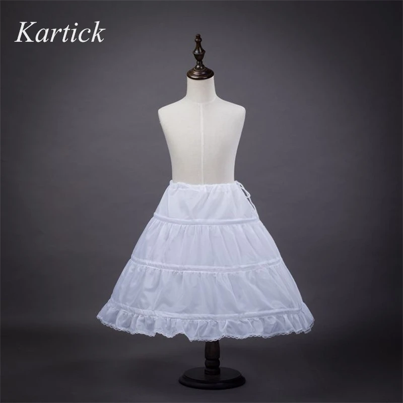 White Children Petticoat A-Line 3 Hoops One Layer Kids Crinoline Lace