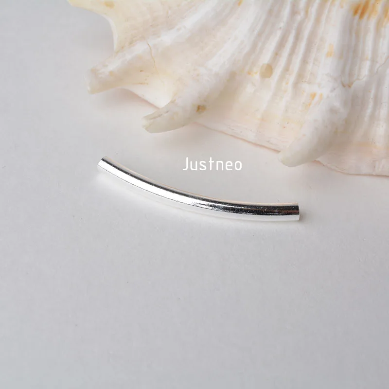 30 Pezzi Adabele Autentici Perline Tubolari Curve Lisce In Argento Sterling 925 Da 30 Mm X 2 Mm Foro Da 15 Mm Per La Creazione Di Gioielli Ss2~p114457150 - Foto 2