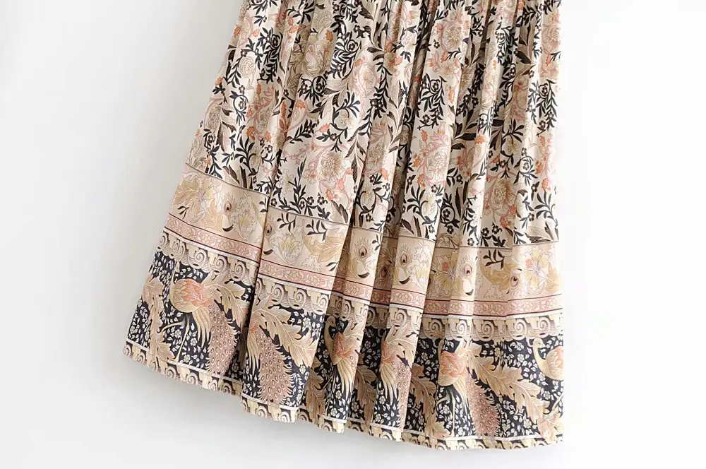 Винтажная летняя пляжная Женская юбка с цветочным принтом и завязками, высокая талия, сексуальная Длинная юбка с боковыми разрезами