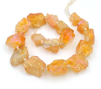 

Titanium Orange Crystal Rough Bead DIY Knot Handmade Strand Approx 16 Inch