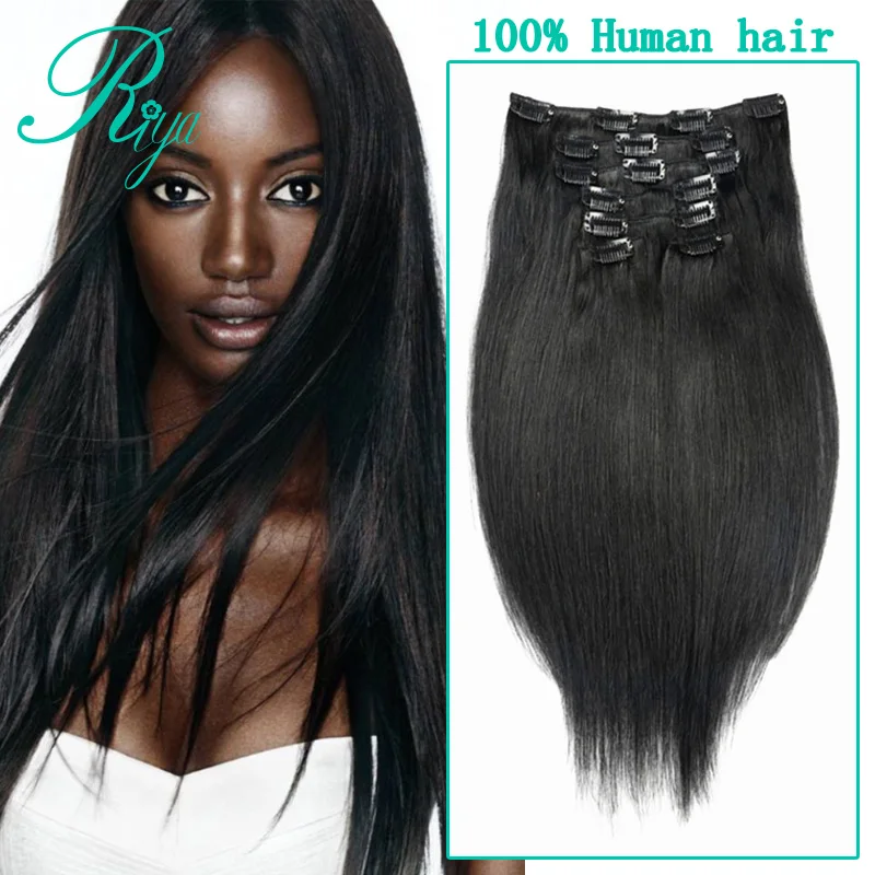straight hair clip in human hair extension (7)