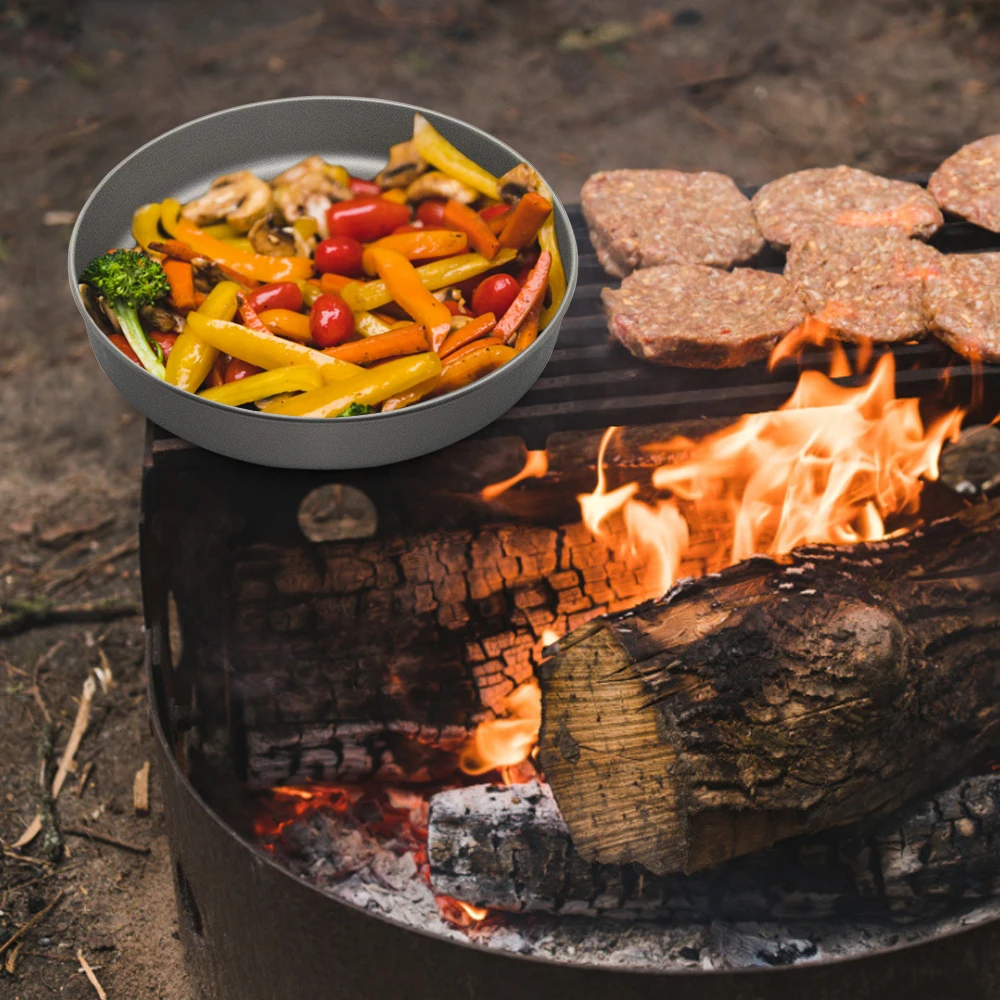 Открытый сверхлегкий титановый Frypan Кемпинг Туризм Пикник приготовление пищи Жарка сковорода титановая сковорода посуда для пешего туризма пикника для приготовления пищи для пикника