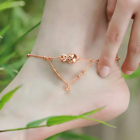 18KGP Rose Gold Plated Clownfish Crystal Anklet Made With SWA Elements Women s Designer Jewelry Free