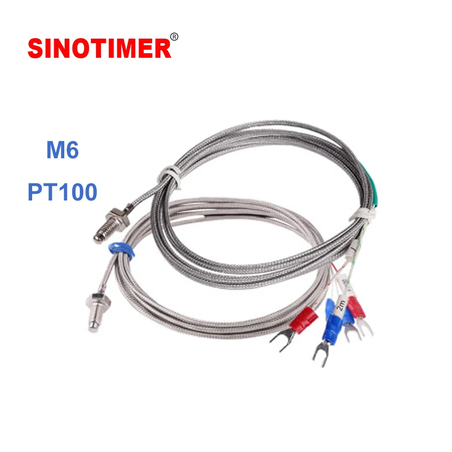 

PT100 M6 Screw Bolt Head Thermal Resistance Sensor for Boiler Oven Themostat Temperature Controller with 2m 3 Cable Wire