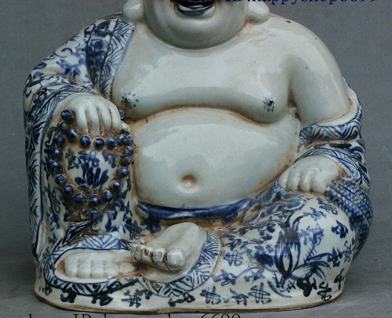 Старый китайский храм Qing Dyasnty фарфоровая статуя богатства милосердия Бог Майтрея