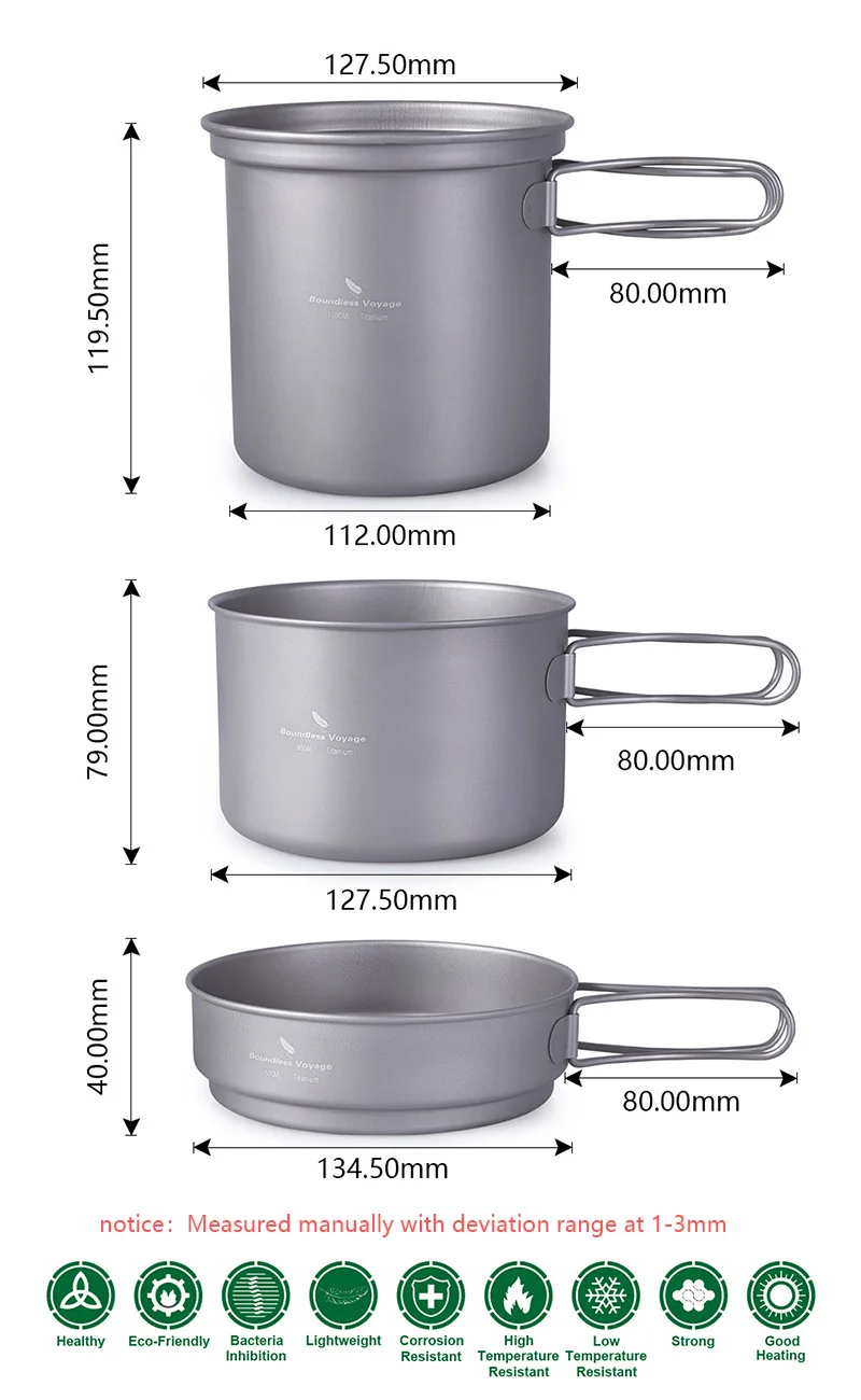 Dobrável de Acampamento ao ar Panela de Sopa Viagem sem Limites Set com Cabo Titanium Pot Pan Livre Kit Bagunça Piquenique Panelas Frigideira Tigela 8 de sopa tigela frigideira kit bagunça panelas piquenique