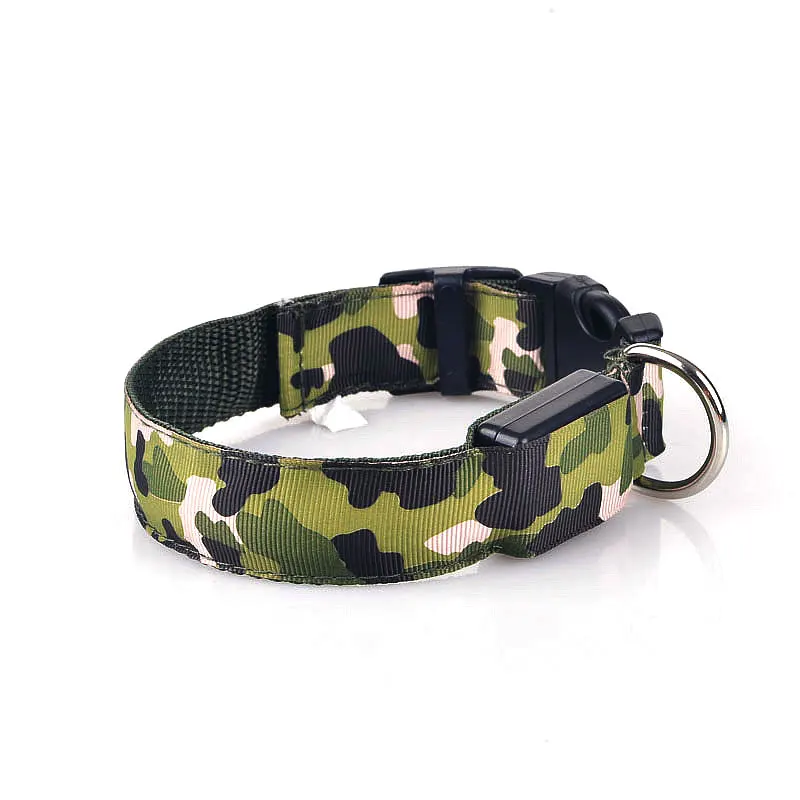 

Camouflage flexible length 35-60cm LED dog collar with 7colors strip light style flash light led dog leash for pet dog/cat wd003