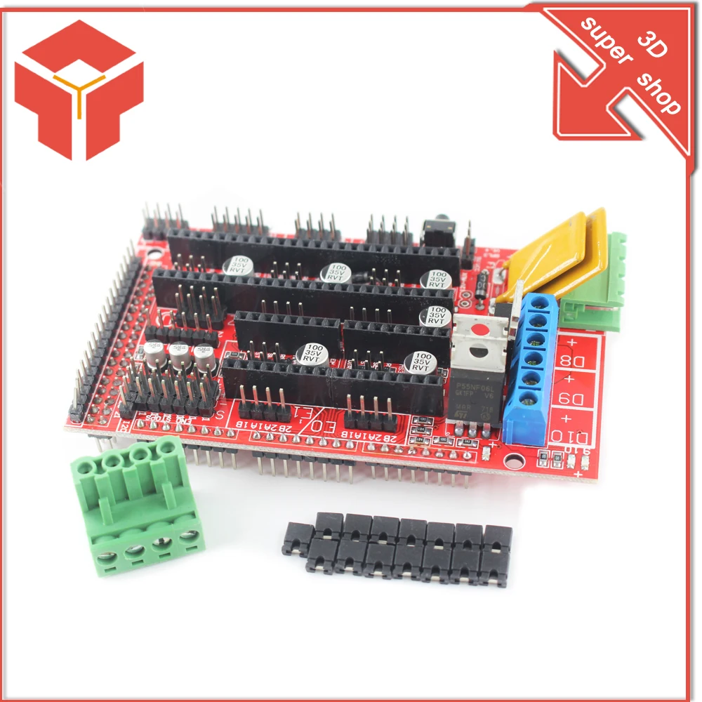 

RAMPS 1.4 Control Board Panel Part Motherboard 3D Printers Parts Shield Red Black Controls Ramps1.4 Boards Accessories