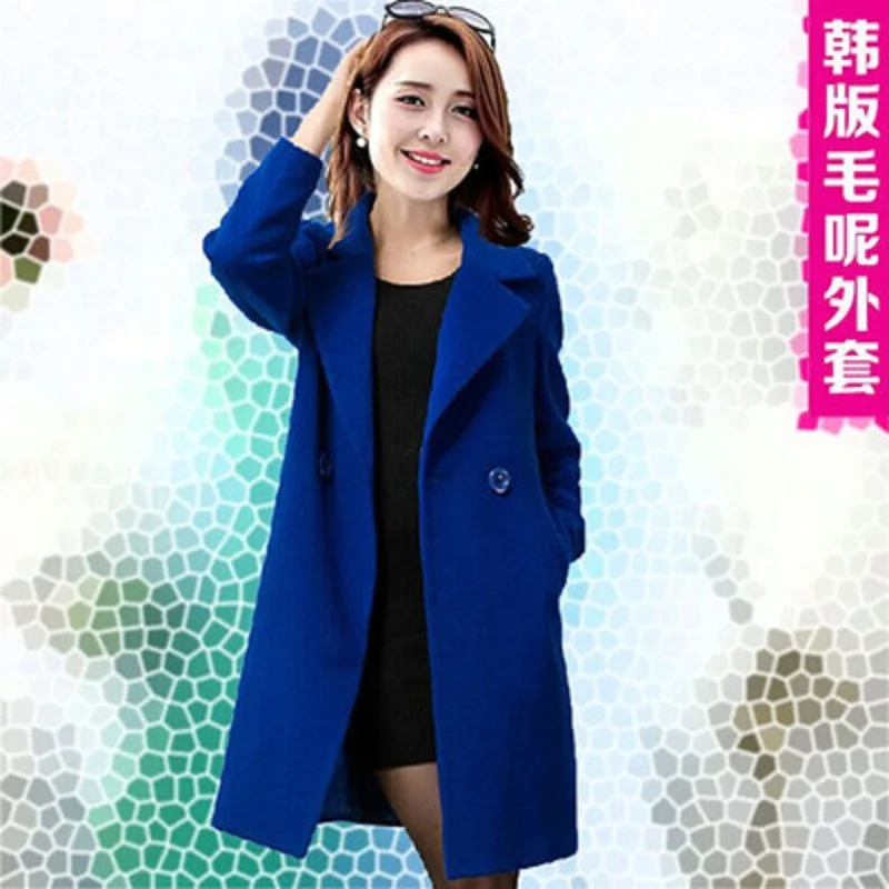 

M-4XL Plus Size Casual Coats 2019 Autumn/Winter Fashion Korean Women Wool Coat Slimmed Woolen Coats Elegant Female Outerwear