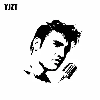

YJZT 14.3CM*15.2CM Elvis Presley Vinyl Decal Car Sticker American Singer Black/Silver C3-0018