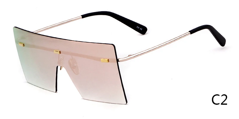 WHO CUTIE, негабаритные безрамные солнцезащитные очки для женщин, фирменный дизайн, Ретро стиль, квадратная оправа, цельные солнцезащитные очки, оттенки OM458 - Цвет линз: C2