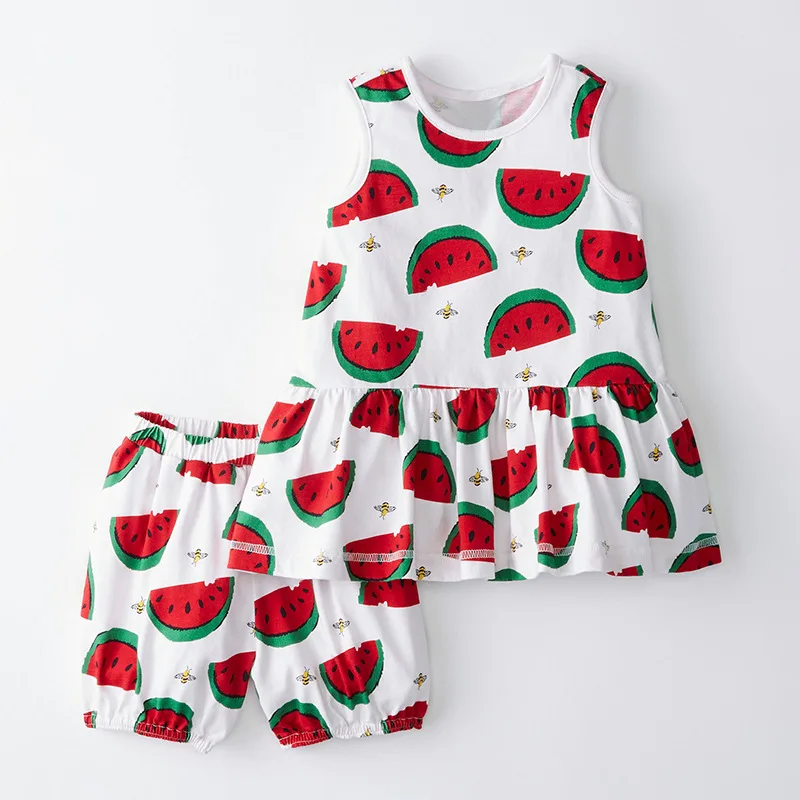 

Little maven 2-7Years Watermelon Pattern Summer Suit for Girls Children's Costume for Girls Boutique Kids 2 Piece Clothing Set