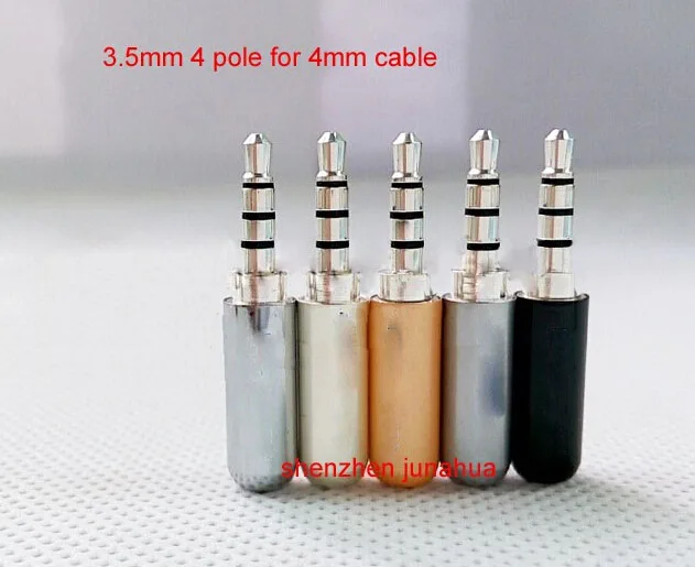 4pcs Silver plated copper 4 Pole 3.5mm Plug Male Headphone Jack 3.5 mm