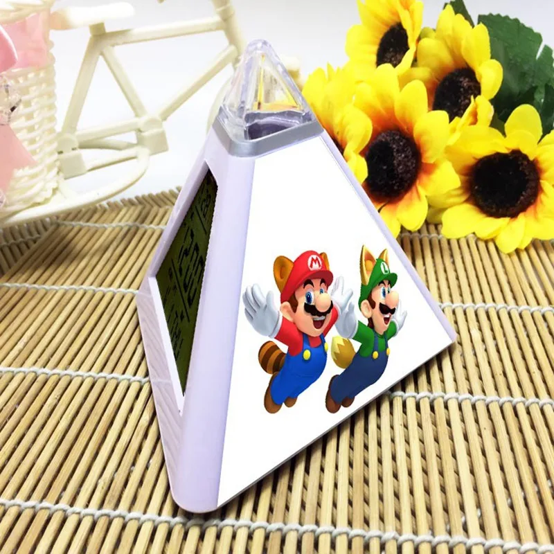 04 Пирамида Super Mario Bros будильник Triangulo 7 цветов Изменение светодиодный цифровые часы-будильник Рождественский подарок детская игрушка - Цвет: 04
