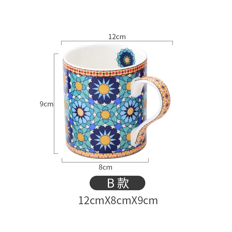 Винтажная кофейная кружка с золотой ручкой в марокканском стиле, керамическая чашка для чая и воды для мам, женщин, мам, девочек, свадебный подарок, 300 мл - Цвет: B