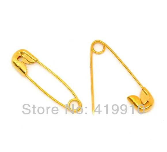 

Free shipping-1000PCs Gold Plated Safety Pins Findings 19x5mm M00871