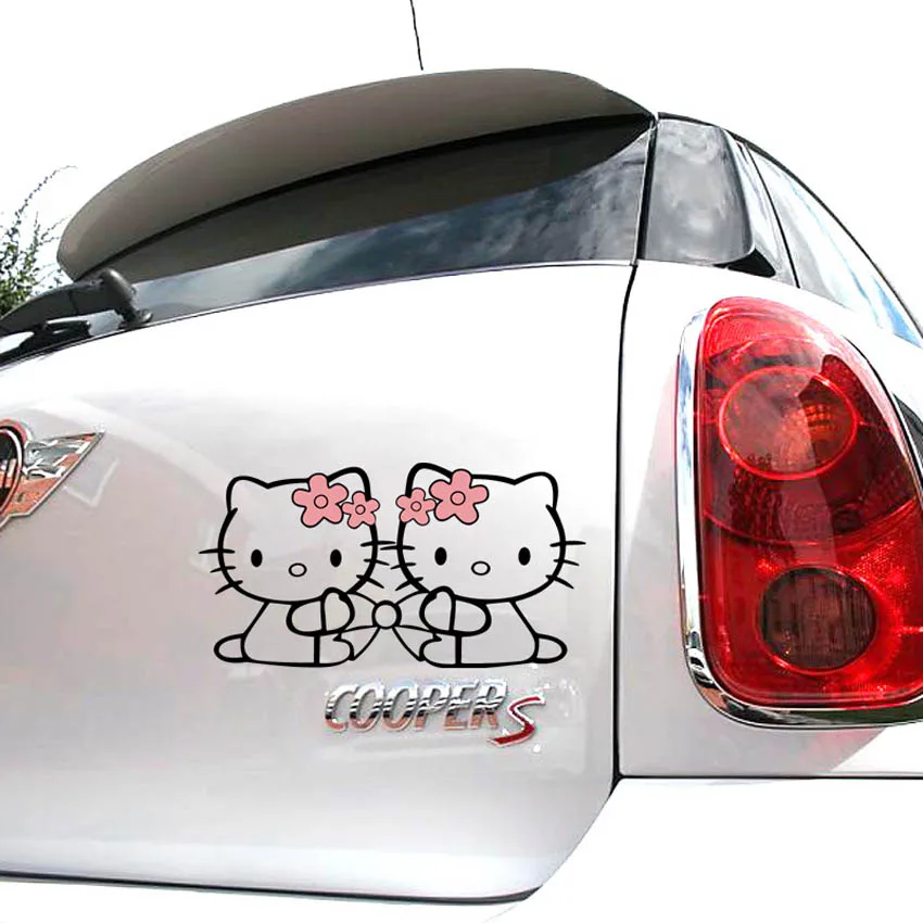 Мультяшный KT cat полый бант Автомобильные Наклейки На Автомобильный кузов