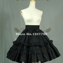 Черная плиссированная многослойная хлопковая юбка лолита с бантом