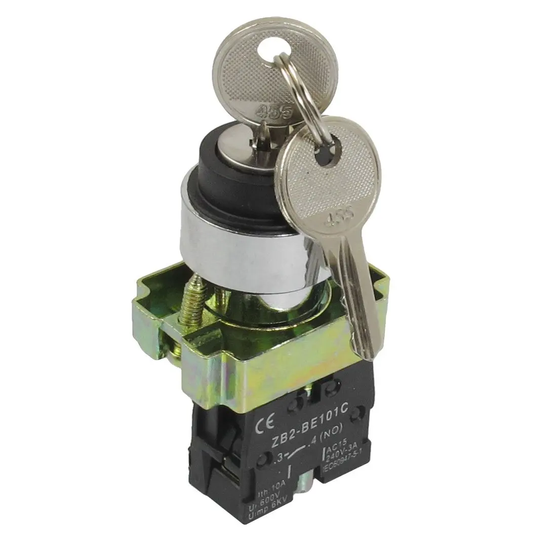 22mm Locking 1 NO Two 2 Position Keylock Selector Select Switch ZB2