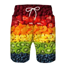 Уличный стиль Фрукты 3d цифровой печати эластичные полиэфирные шорты для улицы и занятий спортом для мужчин стильные дышащие свободные пляжные штаны