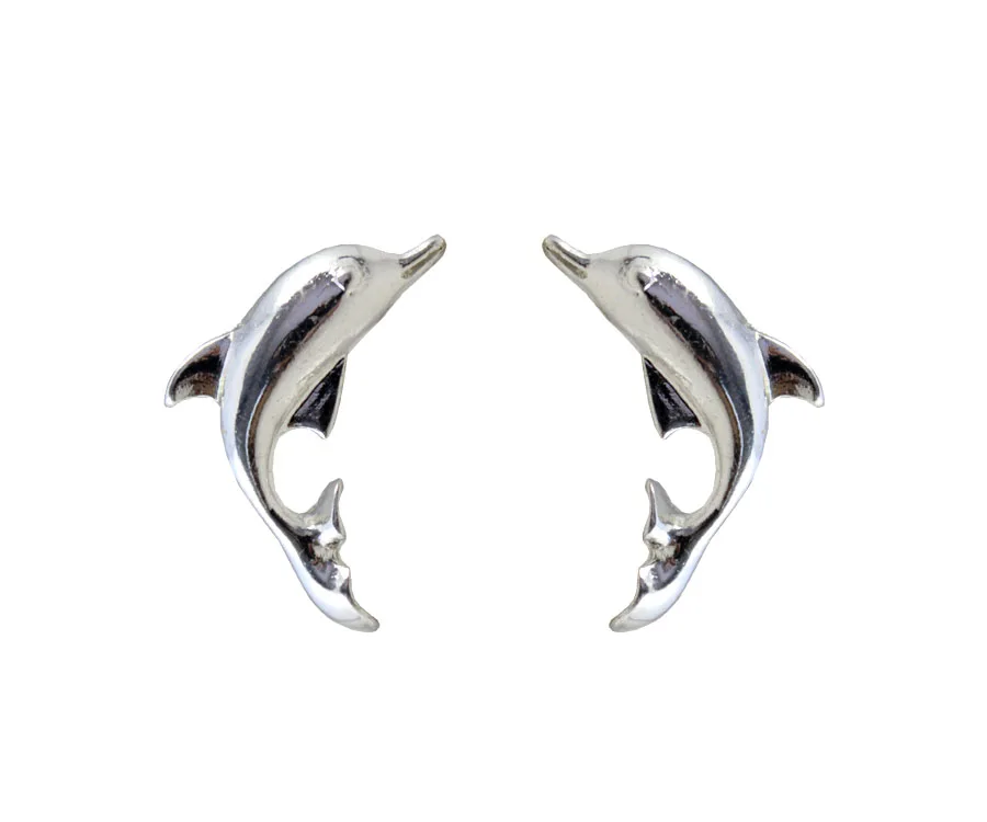

White Gold Sea Animals Dolphins Stud Earrings 2016