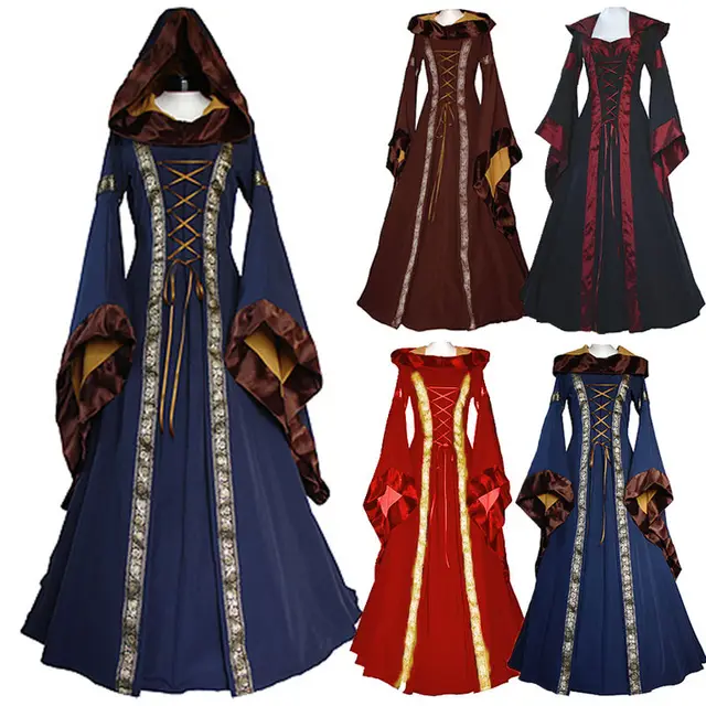 Renaissance Women Costume Medieval Maiden Fancy Cosplay Over Dress halloween costumes for women Victorian Dress Costume
