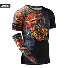 ZRCE 3D Дракон принт тренажерный зал забавная одежда быстросохнущие фитнес Джоггеры для мужчин Модная толстовка с рукавом руки странные вещи футболка