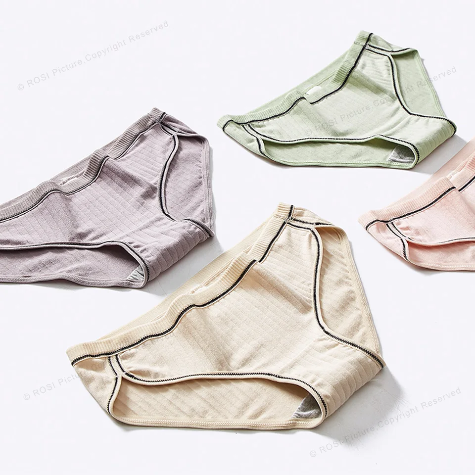 50S Combed Cotton Women's Pants Vintage Briefs Panties Solid Large Size Underwear Lingerie For Feamle Underpants Ladies 3pcsROSI