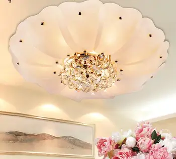 

2018 Warm home Led Ceiling Lights decoration for living room luminarias para sala de jantar crystal flowe r shade lamp XU