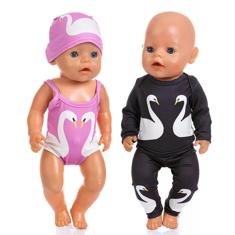 

TULGLUGH Purple Swim Set clothes+hat doll Clothes for 43cm baby Doll Clothes And Doll Accessories