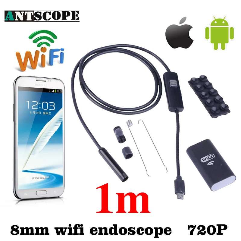 Iphone Endoscope HD 8mm WiFi Endoscope 1M Waterproof Inspection Camera