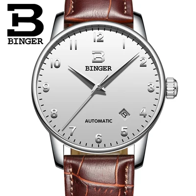 Швейцарские БИНГЕР часы мужские роскошные брендовые деловые механические наручные часы Авто Дата мужские часы B-5005-8 - Цвет: Item 15