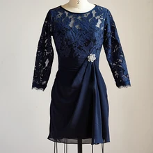 Jaeden oben knielangen ruhced chiffon rock lace long sleeves rückseite reißverschluss partei kleider 2017 ec068 scoop neck cocktailkleider