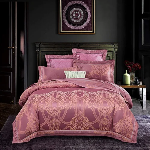 bedding set 10 Роскошный Шелковый жаккардовый пододеяльник набор 4/6 шт. queen Комплект постельного белья королевского размера ультра Мягкий хлопок простыни постельное белье, наволочками, Комплект постельного белья для очень больших и - Цвет: bedding set 10