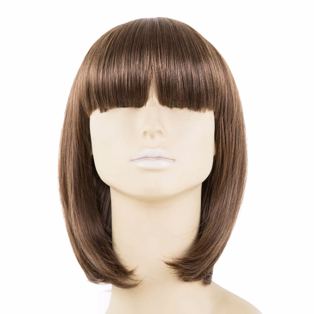 

Brown Wig Bangs Fei-Show Synthetic Heat Resistant Fiber Short Wavy Fringe Bangs Women Female Cos-play Hairpiece Student Bob Hair