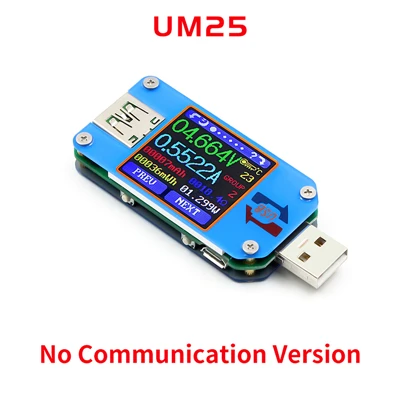 UM25 UM25C для приложения USB 2,0 type-C ЖК-Вольтметр Амперметр измеритель напряжения тока измеритель заряда батареи измерительный кабель тестер сопротивления - Цвет: UM25