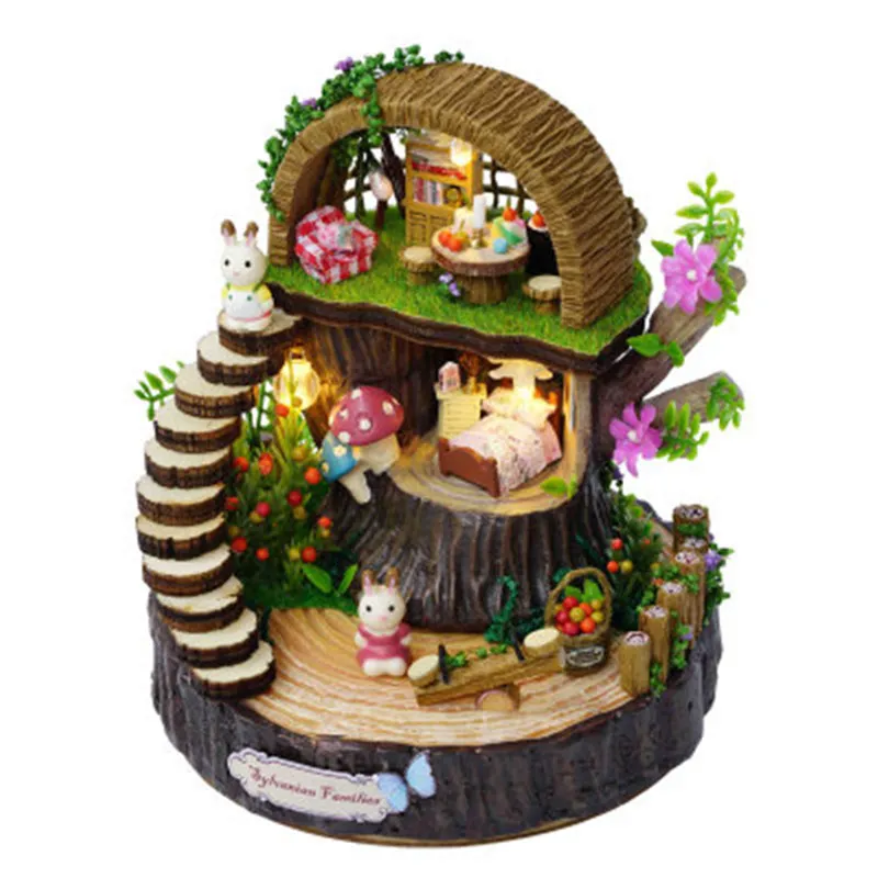 

Cute fairy tale dreamy beautiful DIY handmade house music box to send boys girlfriend birthday gift sylvanian families house