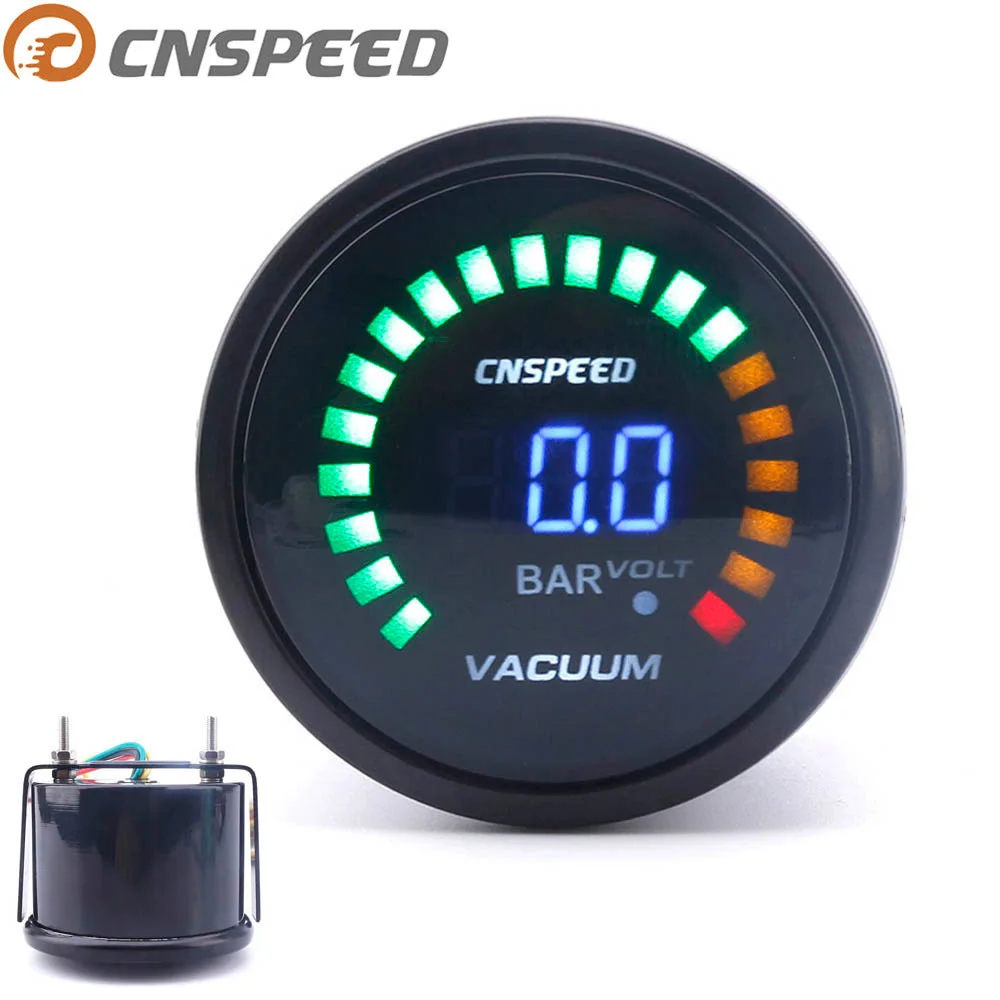 Cnspeed 2''52mm Digital Car Auto Vacuum Gauge Bar 1.0+0 Bar With