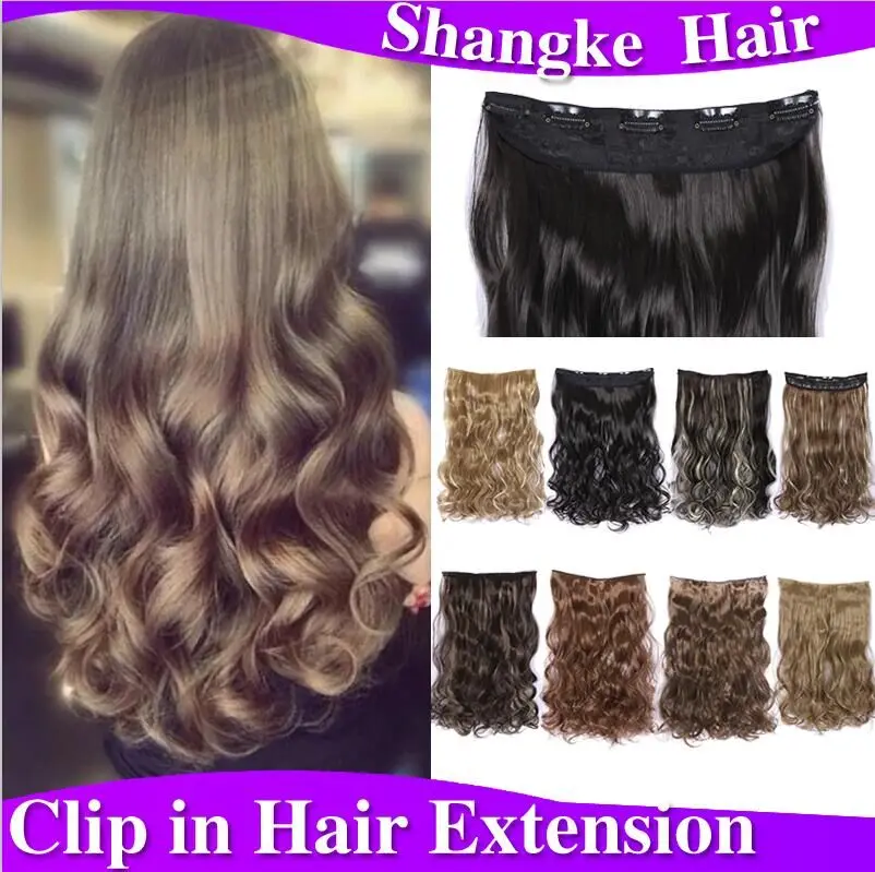 False Hair Long curly Hair Clips On the HairPieces Mega Hair Extensions